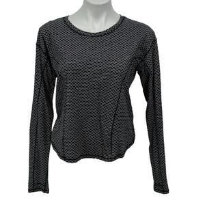 Lululemon On Pace Long Sleeve Athletic Tee Women's SZ 8 Dot Black Run Wicking